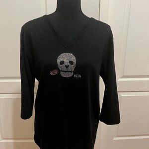 Ladies Top Rhinestones Skull